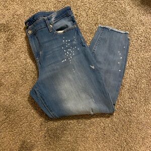 GAP Women's Medium Blue Skinny Jeans with Paint-Splatter Detail